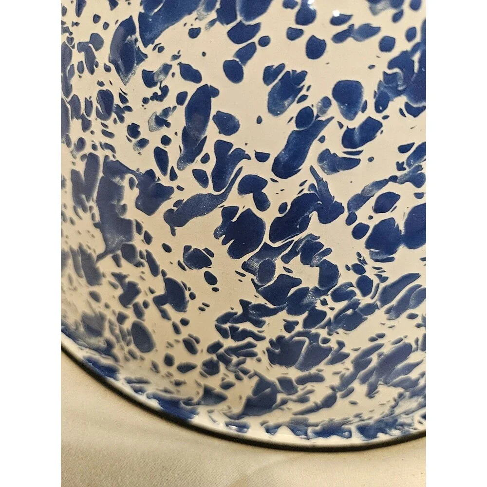 Rare Vintage CGS Blue White Splatterware Enamel 10.75